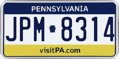 PA license plate JPM8314