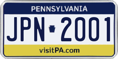 PA license plate JPN2001