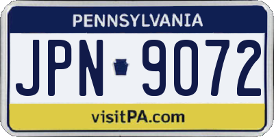 PA license plate JPN9072