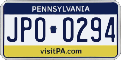 PA license plate JPO0294