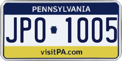 PA license plate JPO1005