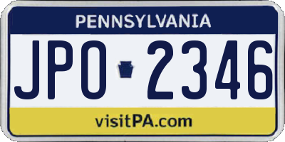 PA license plate JPO2346