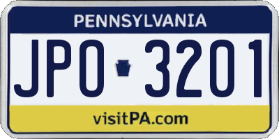 PA license plate JPO3201