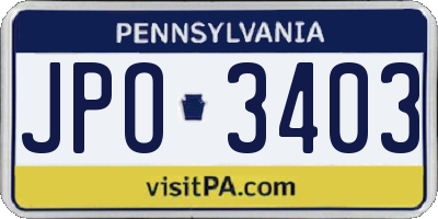PA license plate JPO3403