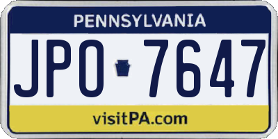 PA license plate JPO7647