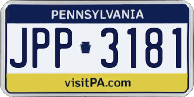 PA license plate JPP3181