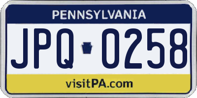 PA license plate JPQ0258