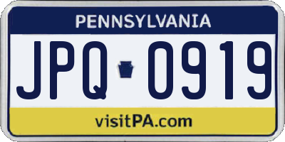 PA license plate JPQ0919
