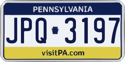 PA license plate JPQ3197