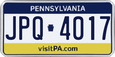 PA license plate JPQ4017