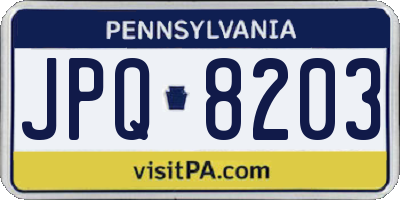 PA license plate JPQ8203