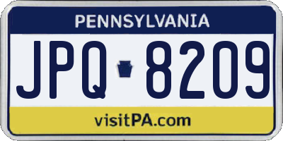 PA license plate JPQ8209