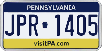 PA license plate JPR1405