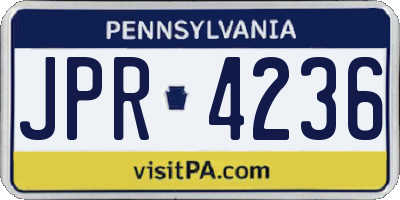 PA license plate JPR4236