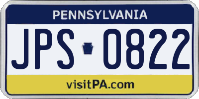 PA license plate JPS0822