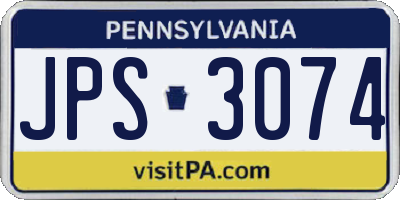 PA license plate JPS3074