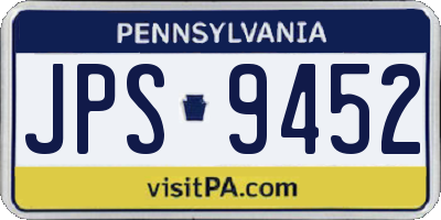 PA license plate JPS9452