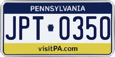 PA license plate JPT0350