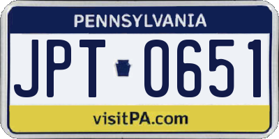 PA license plate JPT0651