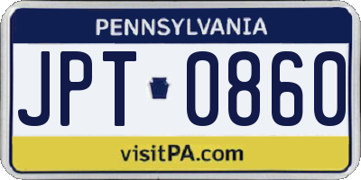 PA license plate JPT0860