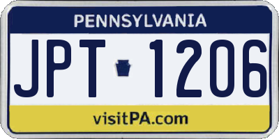 PA license plate JPT1206