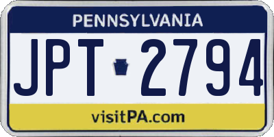 PA license plate JPT2794