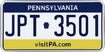 PA license plate JPT3501