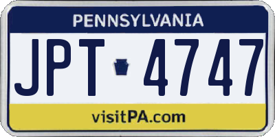 PA license plate JPT4747