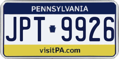 PA license plate JPT9926