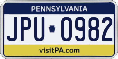 PA license plate JPU0982