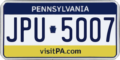 PA license plate JPU5007