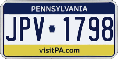 PA license plate JPV1798