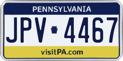 PA license plate JPV4467