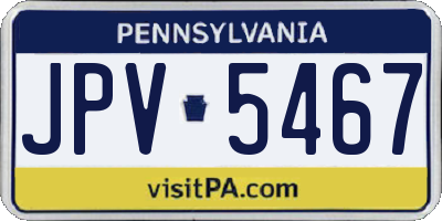 PA license plate JPV5467