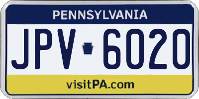 PA license plate JPV6020