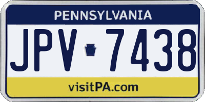 PA license plate JPV7438