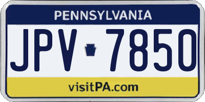 PA license plate JPV7850
