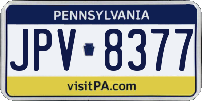 PA license plate JPV8377