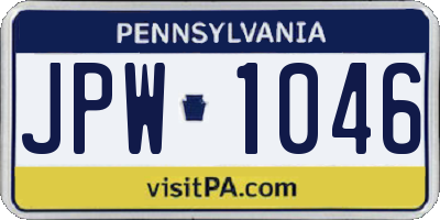 PA license plate JPW1046