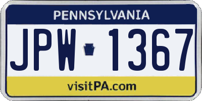 PA license plate JPW1367