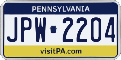 PA license plate JPW2204