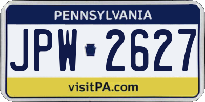 PA license plate JPW2627