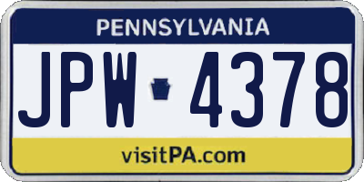 PA license plate JPW4378
