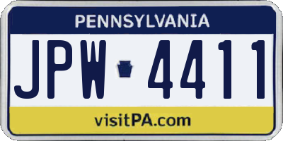 PA license plate JPW4411