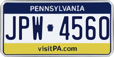 PA license plate JPW4560