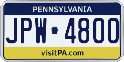 PA license plate JPW4800