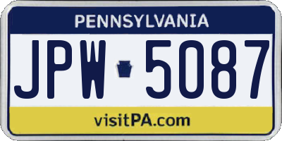 PA license plate JPW5087