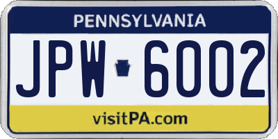 PA license plate JPW6002