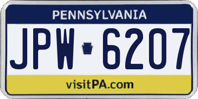 PA license plate JPW6207