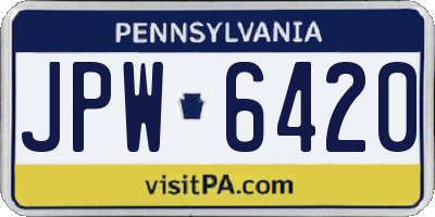 PA license plate JPW6420